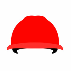 Red construction helmet vector on white background. Work safety helmet. Head protection.