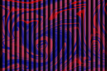 Red and Blue Swirling Abstract Pattern on Vertical Stripes Background image photo