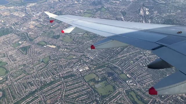 Aircraft on approach to Heathrow airport ,  London , England UK