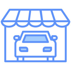 Auto Shop Outline Blue Color Icon