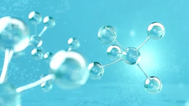 Abstract Molecules Floating in Water, Cosmetic and Technology Concept Video