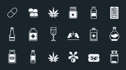 Collection of Medical and Recreational Drug Icons.