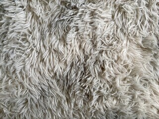 Detailed close-up of beige fur fabric showing fluffy and soft texture, ideal for textile design or background use.