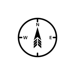 Simple Compass Outline Icon Black Background