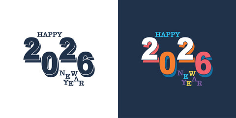 Full collor happy new year 2026 logo design with modern concept
