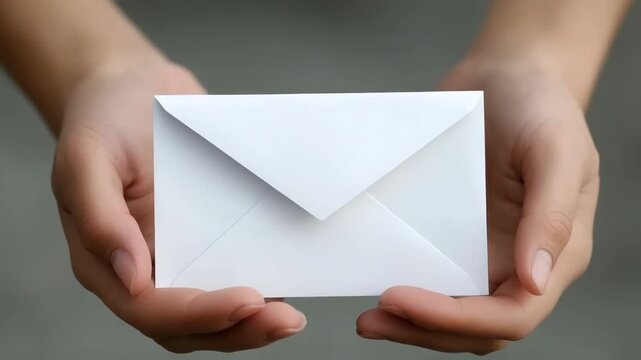 Hands holding a white envelope ready for delivery