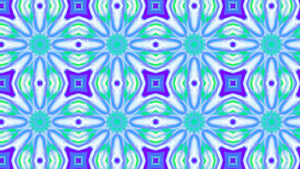 Fototapeta premium Seamless psychedelic kaleidoscope pattern with neon green, pink and orange mandala symmetry