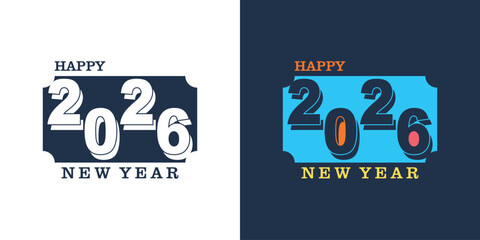 Full collor happy new year 2026 logo design with modern concept