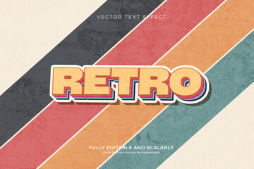 Retro Vintage Editable Text Effect &ndash; 70s 80s Groovy Typography Vector