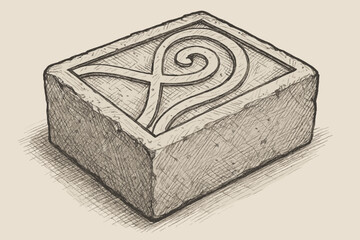 Drawing rough effect worn illustration carved etched block vector hatch stone