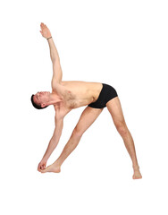 man practicing yoga