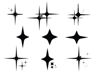Star sparkle icons collection. Set of star shapes. Abstract cool shine effect sign vector design