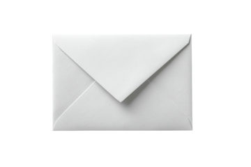 Square, white, closed envelope with subtle texture and crisp folds, isolated on a black background