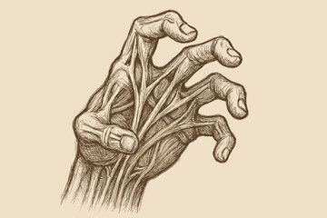 Anatomical anatomy shading rough expressive tendon structure illustration hand revealed vector study