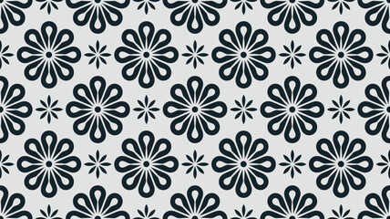 Elegant floral pattern with stylized blooms in sophisticated navy, perfect for adding a chic, modern touch to any creative project or design application