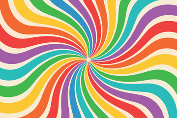 Vibrant Rainbow Swirl Pattern With Retro Color Palette On A Cream Background abstract bright