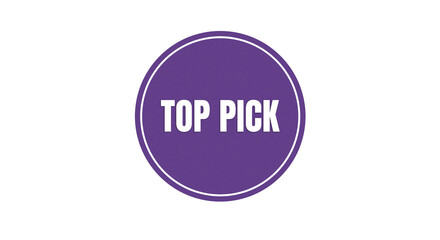 Purple circle with top pick text isolated on transparent background