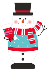 Christmas hello snowman with stocking