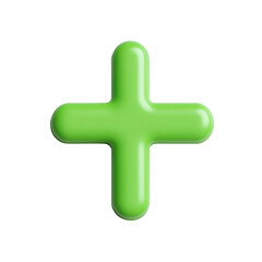 Bright Green Plus Sign Symbol on a Glossy Background