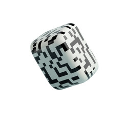 3D Abstract Shape with Black and White Pattern on a Transparent Background