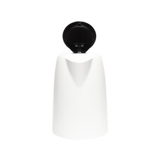 Modern white electric kettle on white background