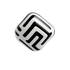 Abstract Black and White Geometric Shape with Curved Edges