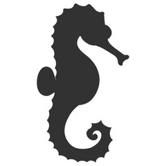 Seahorse silhouette. Marine aquatic creature vector illustration on transparent background