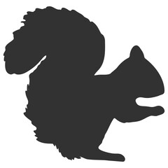 Squirrel silhouette. Forest animal vector illustration on transparent background
