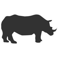 Rhinoceros silhouette. Wild safari animal vector illustration on transparent background