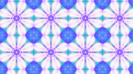 Seamless psychedelic kaleidoscope pattern with neon green, pink and orange mandala symmetry