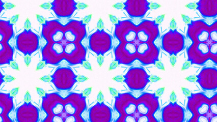 Seamless psychedelic kaleidoscope pattern with neon green, pink and orange mandala symmetry