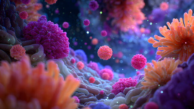 Healthy gut bacteria concept with natural probiotics for immune support.