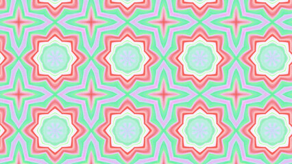Seamless psychedelic kaleidoscope pattern with neon green, pink and orange mandala symmetry
