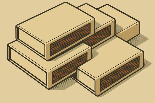 Illustration repetitive diagonal matchboxes pattern view stacked several pads vector retro matchbox
