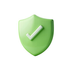 Green Shield with Check Mark Symbolizing Security and Assurance