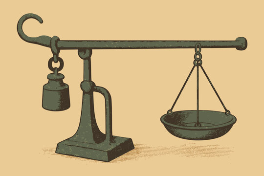 Scale textured retro steelyard counterweight vector classic rustic muted illustration appearance