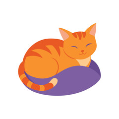 Obraz premium Adorable cat sleeping on a pillow, simple realistic colorful vector, no shadow with white background
