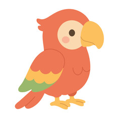 Cute cartoon parrot with colorful wings, flat vector illustration perfect for children posters and prints.