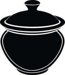 Simple clay pot with lid icon design