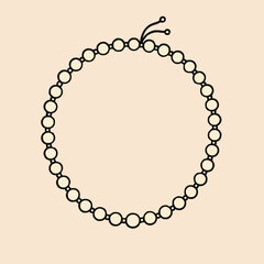 Obraz premium Simple line drawing of a circular necklace on a beige background 