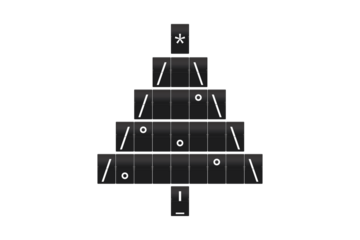 Minimalist ASCII Art Christmas Tree on Split Flap Display – Digital Holiday Symbol, Modern Retro Design, Festive Minimalism