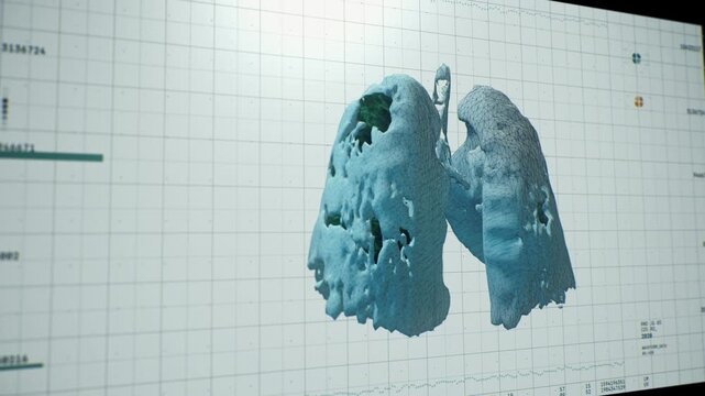 Interface of the biological system monitoring human lungs. Interface of medical tech monitoring the organ for biological study. Interface of modern software monitoring the lungs for biology research.