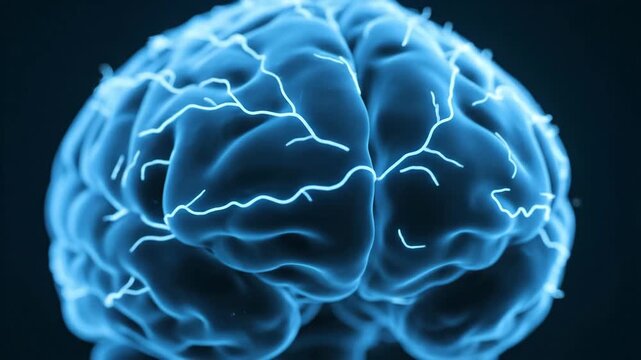 Dynamic brain activity shown with neural impulses firing, a visual representation of intelligence and thought process animation - Powered by Adobe