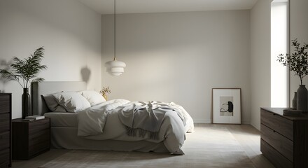 Bedroom interior with bed and furniture