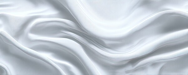 Fototapeta premium A flowing, abstract image of white, lustrous fabric with soft, curving folds and shadows