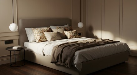 Bedroom interior with bed and pillows