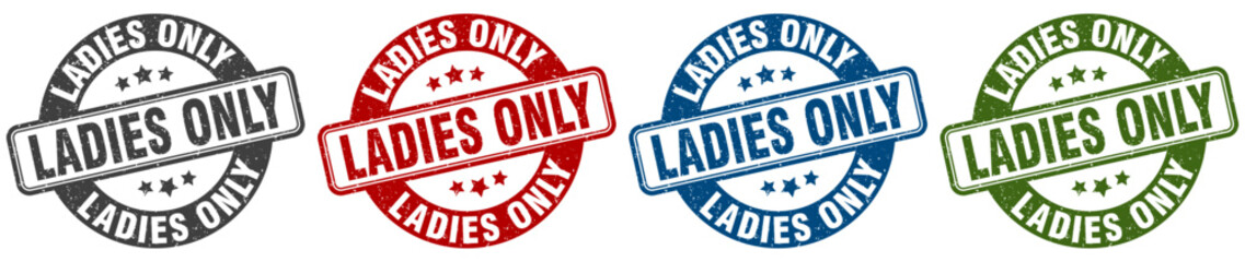 ladies only stamp. ladies only round stamp set isolated on white background