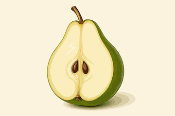 Illustration textures vector realistic skin flesh half pear shiny seeds soft