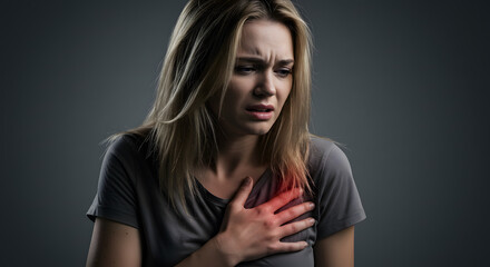 Woman Holding Chest in Pain