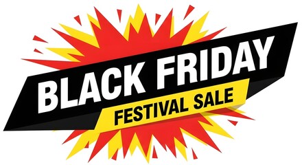 Black friday festival sale banner with explosive background, isolated on white background